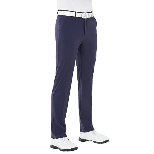 Image of Royal & Awesome Mens Golf Trousers, Navy Stretch Technical Slim Fit, Golf Pants for Men, Waist 36 Leg 34