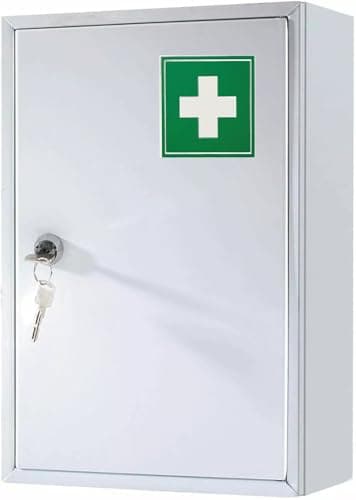Image of PaulStore Wall Mount First Aid Medical Medicine Metal Steel Cabinet Box Lockable Case Box