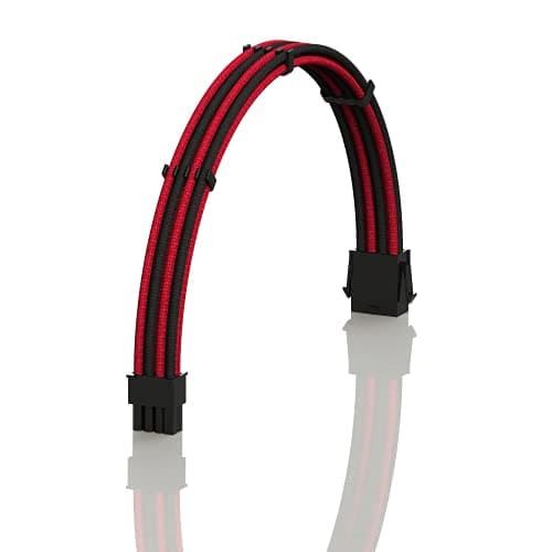 Image of LINKUP - AVA 50cm EPS 8 Pin (4+4) CPU ATX Motherboard PSU Power Supply Braided Sleeved Custom Mod PC Extension Cable w/Combs | Strong & Stiff Design | Single Pack | 500mm - RedBlack