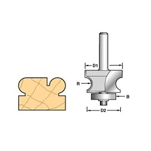 Image of Trend Professional Bearing Guided Corner Bead Router Cutter, 1/2 Inch Shank, 28mm Cut Diameter, 16mm Bearing Diameter, 4.8mm Radius, 9/72X1/2TC