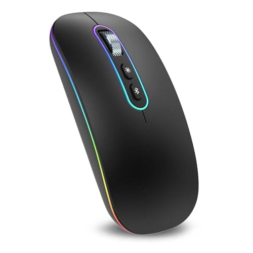 Image of cimetech Rechargeable Wireless Mouse, 2.4G & Bluetooth Mouse for Laptop Slim Silent Mice Ergonomic Cordless Design with USB & 1600 DPI Compatible with Macbook iPad PC Computer Notebook Laptop