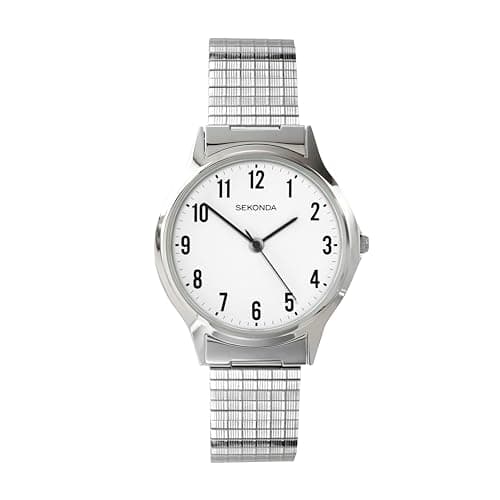 Image of Sekonda Men's Quartz Watch with White Dial Analogue Display and Silver Stainless Steel Bracelet 3751.27