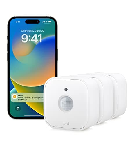 Image of Eve Motion (Matter) 3 pack: Smart indoor & outdoor motion sensor, light sensor, smart control of devices, Thread, works with Apple Home, Alexa, Google Home, SmartThings, requires Thread Border Router