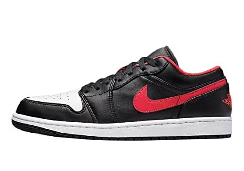 Image of Jordan Mens Air Jordan 1 Low 553558 063 Toe - Size 8.5, Black/Fire Red-white, Black, 6.5 UK