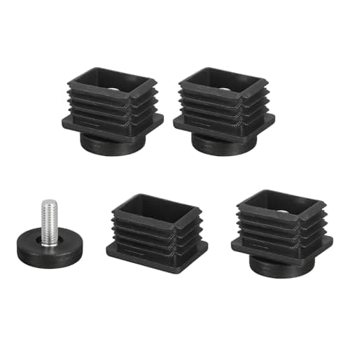 Image of sourcing map 4 Pcs Leveling Feet, 30x40mm Plastic Adjustable Furniture Leg Leveling Rectangle Tube Insert Screw-in Glide Levelers Fit Hole 30mm for Table Chair Furniture, Black