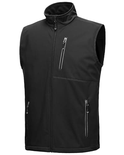 Image of 33,000ft Men's Lightweight Softshell Gilet, Windproof Waterproof Outerwear Vest Gilets Sleeveless Jacket for Cycling Running Hiking Golf Travel Black S