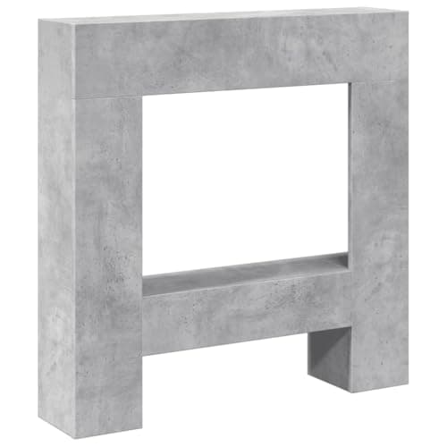 Image of Fireplace Surround Concrete Grey Made of Wood Material 81 x 18 x 82 cm, Compatible with LED Fireplaces, Decorative Shelf, Robust Construction, Easy Care, Ideal for Living Room and Patio