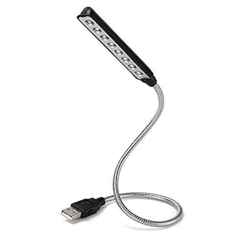 Image of Daffodil ULT05B USB Keyboard and Reading Light – Flexible Gooseneck LED Lamp for Laptop PC Notebook, Eye-Caring, Portable Night Light for Office, Bedside, Books, Desks, Study, Travel - Black