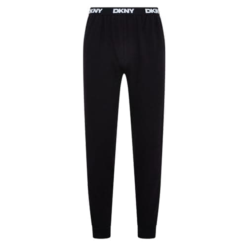 Image of DKNY Men's Lounge Pants | Designer Loungewear with Stretch Elastic Waistband, Easy Fit Jogging Bottoms | Black, M