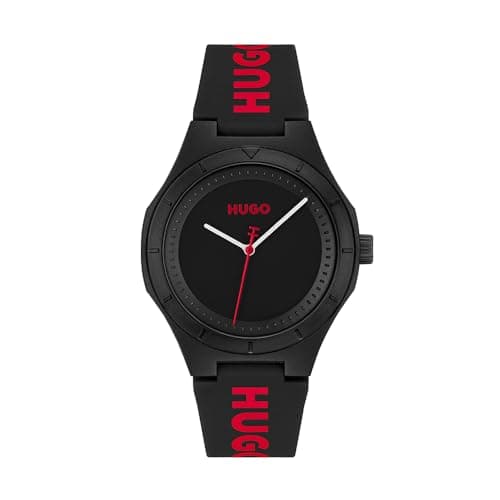 Image of HUGO Analogue Quartz Watch for Men #LIT FOR HIM Collection with Silicone Bracelet Silicone Bracelet - 1530343