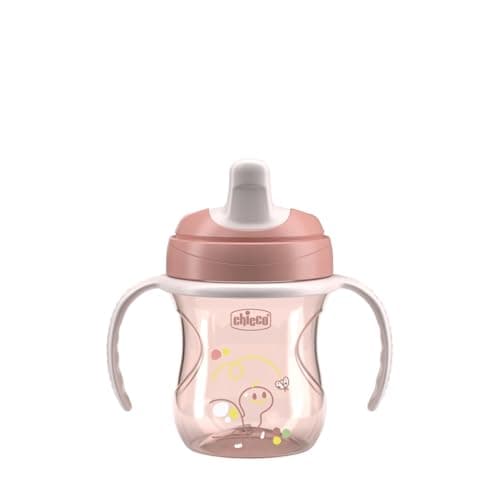 Image of Chicco Training Cup, Non-Drip Plastic Learning Cup for a Child, Learning to Drink, Ergonomic Semi-Soft Spout, Removable Valve and Handles, 6+ Months, BPA Free, Pink