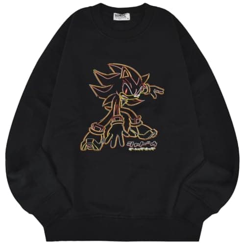 Image of Yoshidayu Sonic The Hedgehog Sweatshirt, Long Sleeve, Sega Game, Shadow, Fleece Lined, Black, M