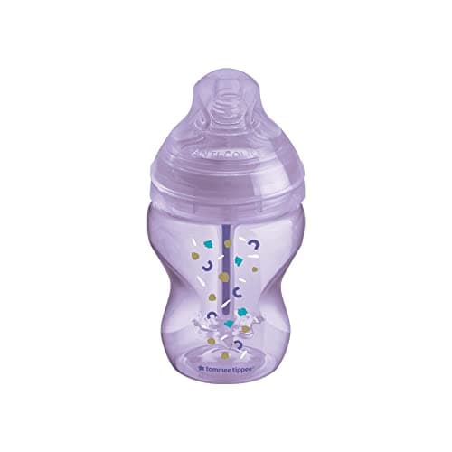Image of Tommee Tippee Advanced Anti-Colic Baby Bottle Super Soft Teat 0+ Months 260ml Pink with Decorations