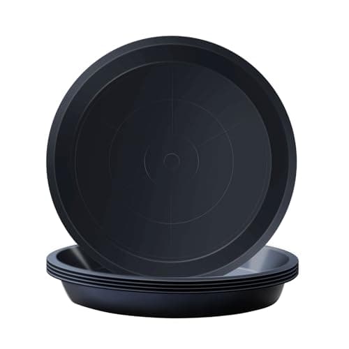 Image of Kunjocy Pack of 5 Black Plant Pot Saucers, 23 CM Round Plant Pots Trays Garden Plant Saucer Plant Plastic Plate Pot Tray for Garden Indoor Outdoor Fit Plant Pot up to 20 CM (Black, Outer 23 CM)