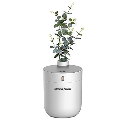 Image of Speed Frog 3in1 Humidifer, Aroma diffuser & Vase 300ml Cool Mist Ultrasonic Humidifiers, Aromatherapy oil diffusers, Auto-Off mini Vaporiser humidifier for Home Bedroom room Office Spa Plants (white)