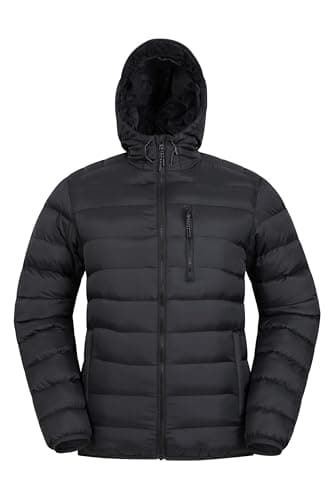 Image of Mountain Warehouse Link Mens Padded Jacket - Showerproof, Lightweight & Warm Puffer Coat with Lots Of Pocket - Ideal For Cold & Wet Weather Black XL