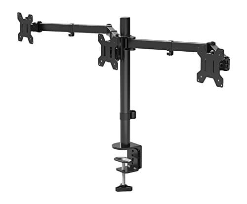Image of BONTEC Triple Monitor Stand for 3 Monitors 13-24 Inch Screens, Heavy Duty Triple Arm Desk Mount, VESA 75x75/100x100, Adjustable Height, 2 Installation Methods, Holds Up to 10kg per Arm