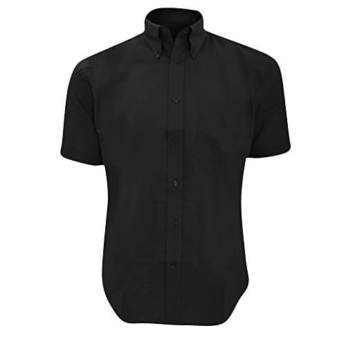 Image of Kustom Kit Mens Workwear Oxford Short Sleeve Shirt (17inch) (Black)