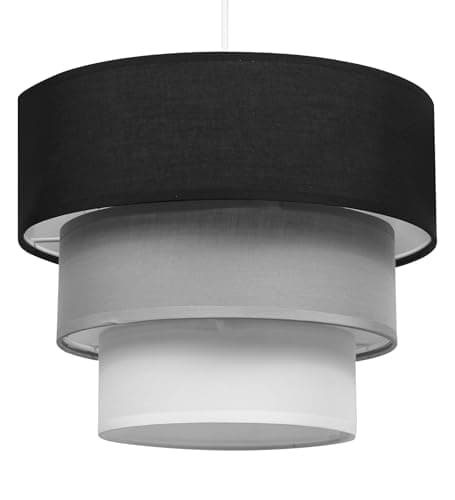 Image of Giggi 3-Tier Fabric Lamp Shade, 30cm Easy-Fit Ceiling Light Shade, Non-Electrical Pendant Lampshades for Ceiling Lights, Lamp Shades for Table Lamps, Floor Lamps, Living Room, Bedroom (Neutral Trio)