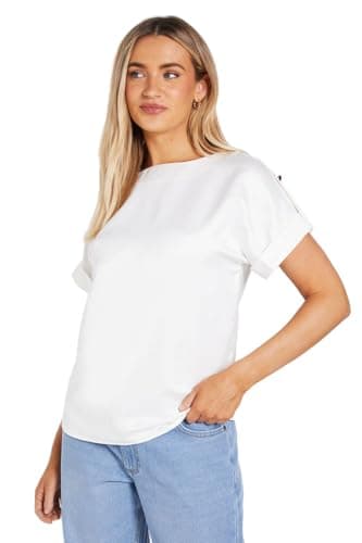Image of Dorothy Perkins Satin Roll Sleeve Blouse, 18, White