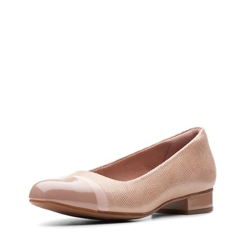 Image of Clarks Women's Juliet Monte Ballet Flat, Praline Interest Suede/Synth, 1 Narrow