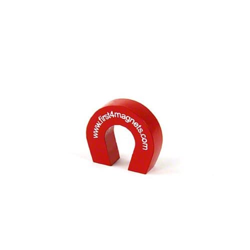 Image of Pocket Size Red Alnico Horseshoe Magnet for Science, Education, Experiments, Students, and Teachers - 25.4mm x 28.5mm x 8mm - 1.5kg Pull - Pack of 10
