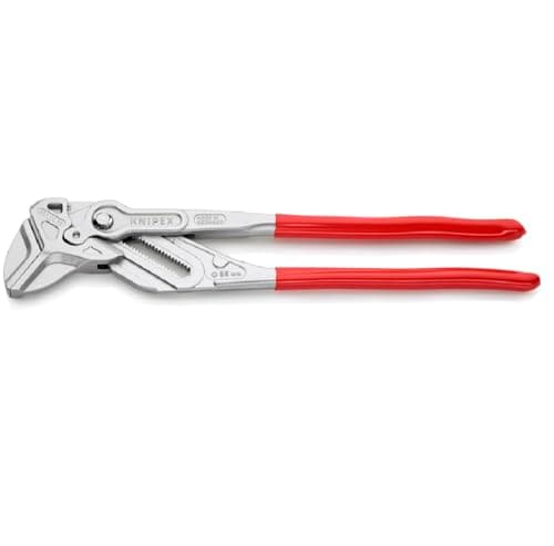 Image of KNIPEX Pliers Wrench, Chrome-Plated, 400 mm, Grips Continuously up to 68 mm, Fine Adjustment by Button Push, Adjustable Wrench, 86 03 400