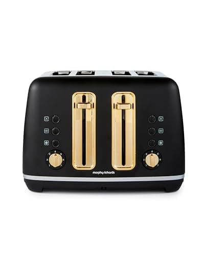Image of Morphy Richards Accents 4 Slice Toaster, Soft Gold Collection, Variable Browning, Removable Crumb Tray, Cord Storage, Non-slip, 2200W, Matte Black, 242047