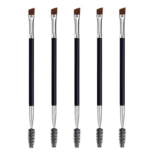 Image of Duo Eyebrow Brush Set - Angled Brush, Spoolie, Eyelash Comb (5 Pcs)
