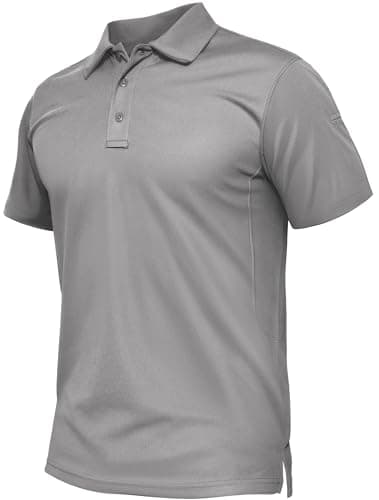 Image of TACVASEN Mens Golf Tops Short Sleeve Work Polo Shirts Lightweight Casual Polo T-Shirt Quick Dry Walking Shirts Light Grey,XL