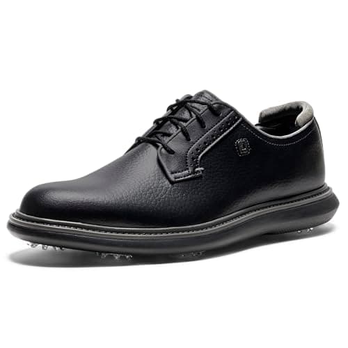 Image of FootJoy Men's Traditions Blucher Golf Shoe, Black, 10 UK Medium