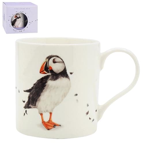 Image of The Leonardo Collection Clemency Bunn Puffin Mug for Hot & Cold Drinks | Durable Coffee Cups for Home & Office | Comfortable & Easy-to-Hold Coffee Mugs for Beverages & Daily Use