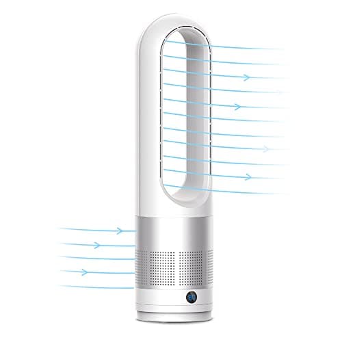 Image of iN Bladeless Fan | Standing Tower Fan | Super Quiet Air Cooler & Heater | Compact 22" Tall | Remote Control | Speed Settings | Night-Mode | Safe for Kids, Pets | Energy Efficient | Oscillation.