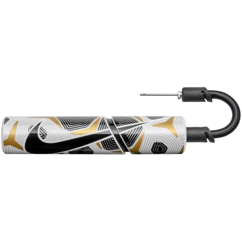 Image of Nike Essential Ball Pump, air pump for football, basketball, handball, sports ball pump, compact portable ball inflator, training accessory, White/Black/White, One Size