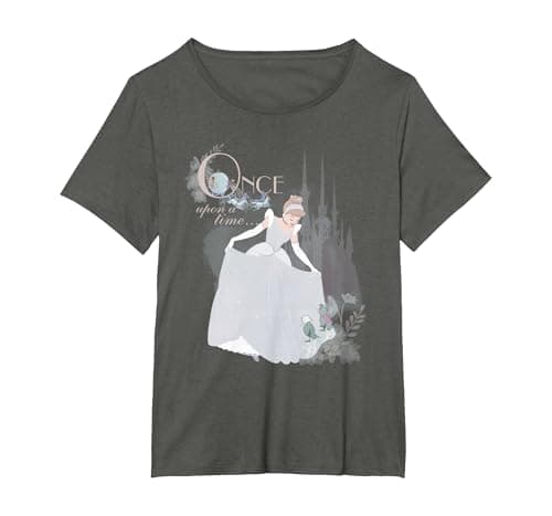 Image of Disney Princess Cinderella Vintage Once Upon a Time T-Shirt, Women's Plus, Asphalt Grey, 5X