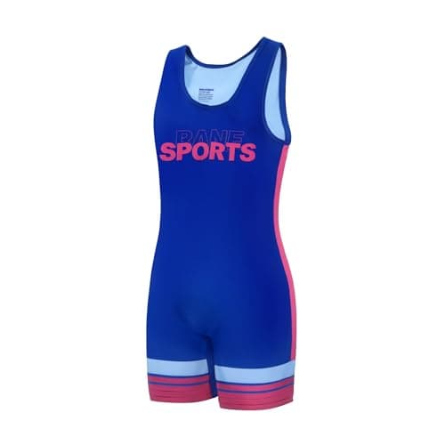 Image of Rane Sports Men's Wrestling Singlets Athletic Supporters Tight Slim Fit Sport Bodysuit Sleeveless Wrestling Leotard Jumpsuits Weightlifting Clothes Blue side Orange S