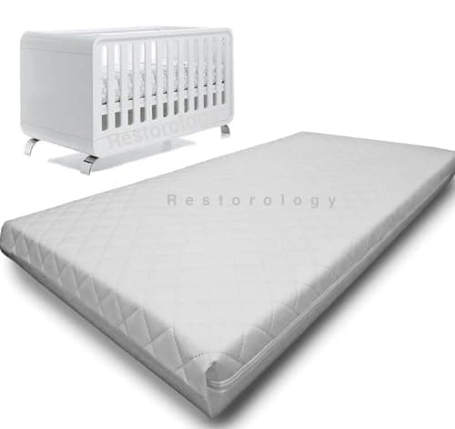 Image of BUY ALL HERE Baby Cot Bed Mattress,Hypoallergenic Fabric, WaterProof, Extra Thick, Double Sided, Baby Travel Mattress With Removable Zip Cover, Colour White,Made in UK (100 x 70 x 7.5 CM)