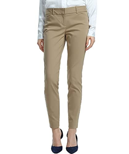 Image of SATINATO Women's Straight Pants Stretch Slim Skinny Solid Trousers Casual Business Office - - 10 Regular