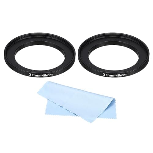 Image of PATIKIL 37mm-46mm Metal Step Up Ring with Cleaning Cloth, 2 Pack Camera Lens Filter Adapter Ring Aluminum Filter Adapter Ring for Camera Lenses Hood, Black