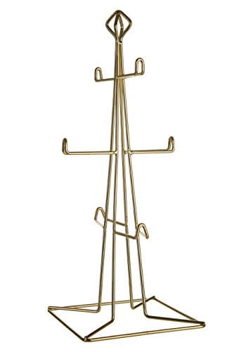 Image of Premier Housewares 507566 Vertex 6 Cup Mug Tree - Gold Plated, 15 x 15 x 37 cm
