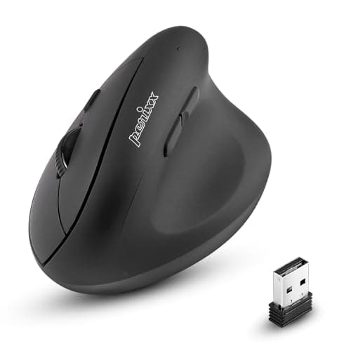 Image of perixx PERIMICE-608II Wireless Vertical Mouse, 2.4GHz, 6 Buttons, Adjustable DPI 800/1200/1600/2400, Right-Handed Design, USB Receiver, Black