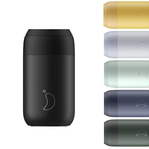 Image of Chilly's Series 2 Coffee Cup - Tight Seal, No Sweating - BPA-Free Stainless Steel - Reusable - Double Walled, Vacuum Insulated - Abyss Black, 340ml