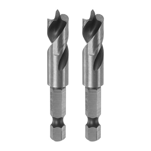 Image of sourcing map 2pcs Brad Point Drill Bits 3/8" Dia 1/4" Hex Shank Stubby Drill Bit High-Speed Steel 1.38" Working Length Spiral Twist Drilling Tool for Woodworking Plywood Plastic