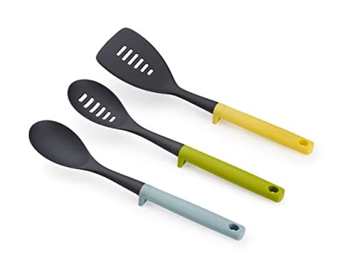 Image of Joseph Joseph Duo 3-piece Utensil Set with integrated tool rest, Hygienic Cooking Kitchen Utensils Set for use with non-stick cookware, Opal