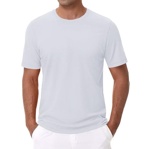 Image of Tshirts Men UK Classic Solid Short Sleeve Tshirt Summer Comfy Breathable Basic Tops Simple Soft Lightweight Stretch Tee Shirts Mens T Shirt for Vacation Lounge Wear (White,4XL)