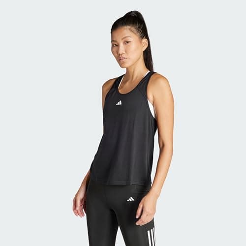 Image of adidas Women's Train Essentials Minimal Branding Racerback Tank Top, Black, L
