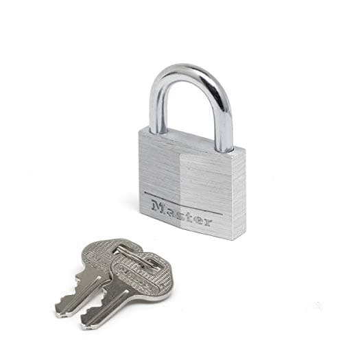 Image of Master Lock 9140EURD Key Padlock in Aluminium, Grey, 4 x 5,9 x 1,3 cm