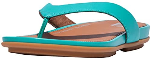 Image of Fitflop Women Infradito Pelle Gracie Leather FLIP Flops, Tahitian Blue, 9.5 UK