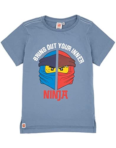 Image of LEGO Ninjago Boys T-Shirt | Kids Bring Out Your Inner Warrior Navy Short Sleeve Top | Ninja Figures Superhero Series 7-8 Years