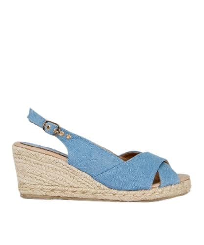 Image of Joe Browns Womens Espadrille Wedge Sandals with Crossover Straps, Blue, UK 6
